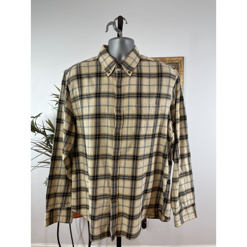 J.CREW Flannel Shirt Men's L Brushed Twill Plaid Long Sleeve Cabincore Gorpcore